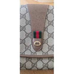 Gucci Vintage Clutch/Crossbody Tasche Leder Braun