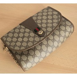 Gucci Vintage Clutch/Schultertasche Tasche Leder Braun