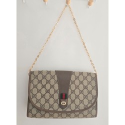Gucci Vintage Clutch/Schultertasche Tasche Leder Braun