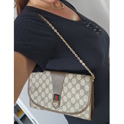 Gucci Vintage Clutch/Schultertasche Tasche Leder Braun