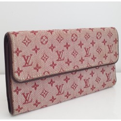 Louis Vuitton Sarah Portemonnaie Textil (Denim) rosa/rot