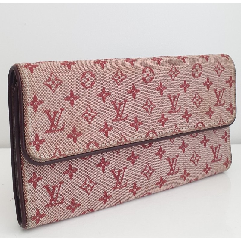 Louis Vuitton Sarah Portemonnaie Textil (Denim) rosa/rot Louis Vuitton Sarah Portemonnaie Textil (Denim) rosa/rot