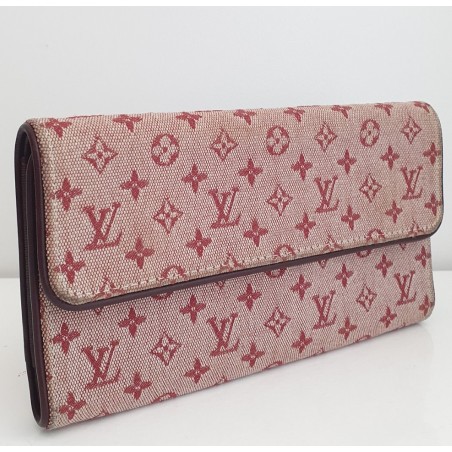Louis Vuitton Sarah Portemonnaie Textil (Denim) rosa/rot