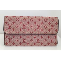Louis Vuitton Sarah Portemonnaie Textil (Denim) rosa/rot