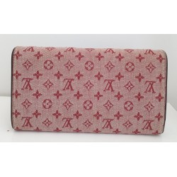 Louis Vuitton Sarah Portemonnaie Textil (Denim) rosa/rot