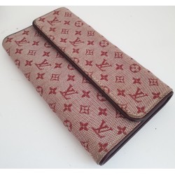Louis Vuitton Sarah Portemonnaie Textil (Denim) rosa/rot