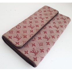 Louis Vuitton Sarah Portemonnaie Textil (Denim) rosa/rot