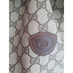 Gucci Beuteltasche Canvas Braun Leder