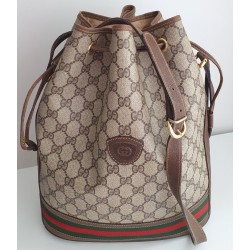 Gucci Beuteltasche Canvas Braun Leder