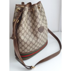 Gucci Beuteltasche Canvas Braun Leder