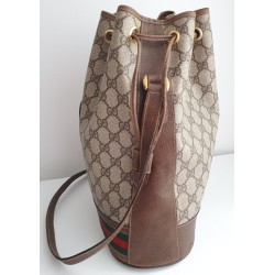 Gucci Beuteltasche Canvas Braun Leder