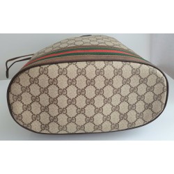 Gucci Beuteltasche Canvas Braun Leder