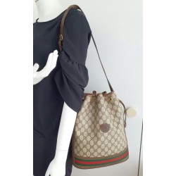Gucci Beuteltasche Canvas Braun Leder