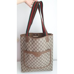 Gucci Schultertasche Supreme Tote Bag Gross GG Braun Leder