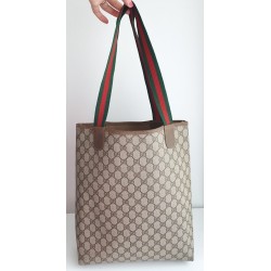 Gucci Schultertasche Supreme Tote Bag Gross GG Braun Leder