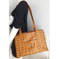 MCM Shopper Medium Heritage Cognac Canvas.