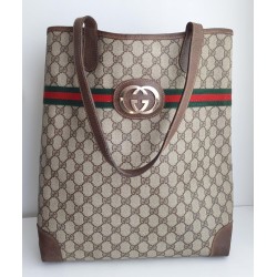 Gucci Schultertasche Supreme Tote Bag GG Braun Leder