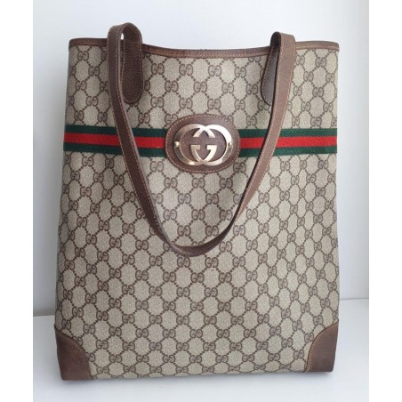 Gucci Schultertasche Supreme Tote Bag GG Braun Leder