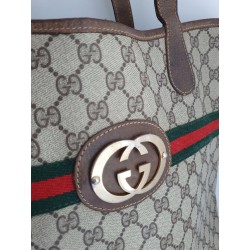 Gucci Schultertasche Supreme Tote Bag GG Braun Leder
