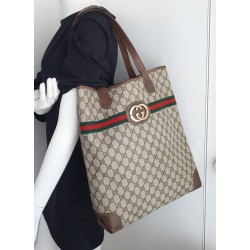 Gucci Schultertasche Supreme Tote Bag GG Braun Leder