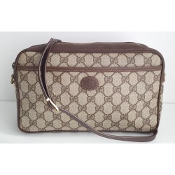 Gucci Neccesaire/Crossbody Tasche Leder Canvas Braun