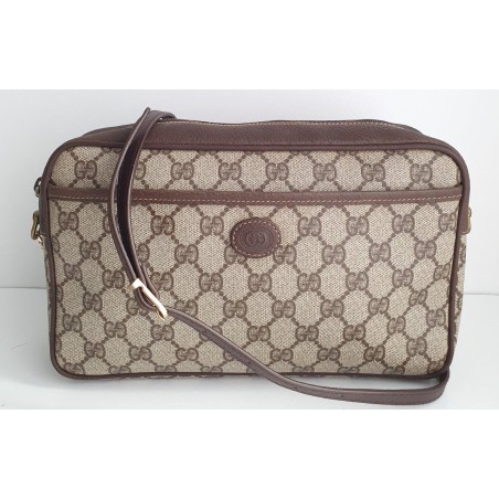 Gucci Neccesaire/Crossbody Tasche Leder Canvas Braun