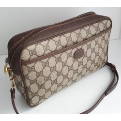 Gucci Neccesaire/Crossbody Tasche Leder Canvas Braun