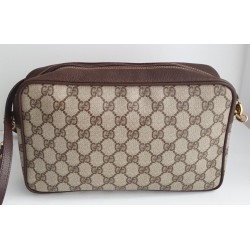 Gucci Neccesaire/Crossbody Tasche Leder Canvas Braun
