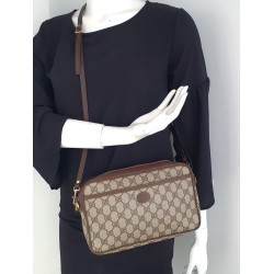 Gucci Neccesaire/Crossbody Tasche Leder Canvas Braun