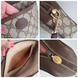 Gucci Neccesaire/Crossbody Tasche Leder Canvas Braun