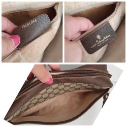 Gucci Neccesaire/Crossbody Tasche Leder Canvas Braun