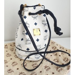 MCM Beuteltasche Klein Weiss-Dunkel