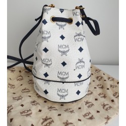 MCM Beuteltasche Klein Weiss-Dunkel