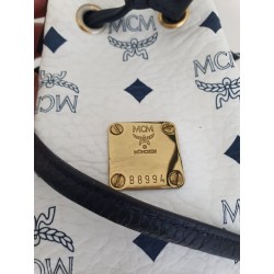 MCM Beuteltasche Klein Weiss-Dunkel