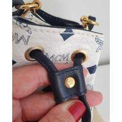 MCM Beuteltasche Klein Weiss-Dunkel